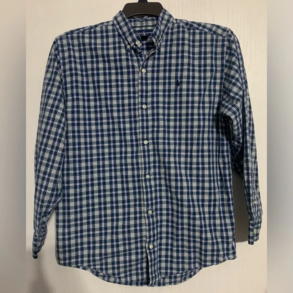 Ralph Lauren Blue and Green Plaid Button-Down Shirt